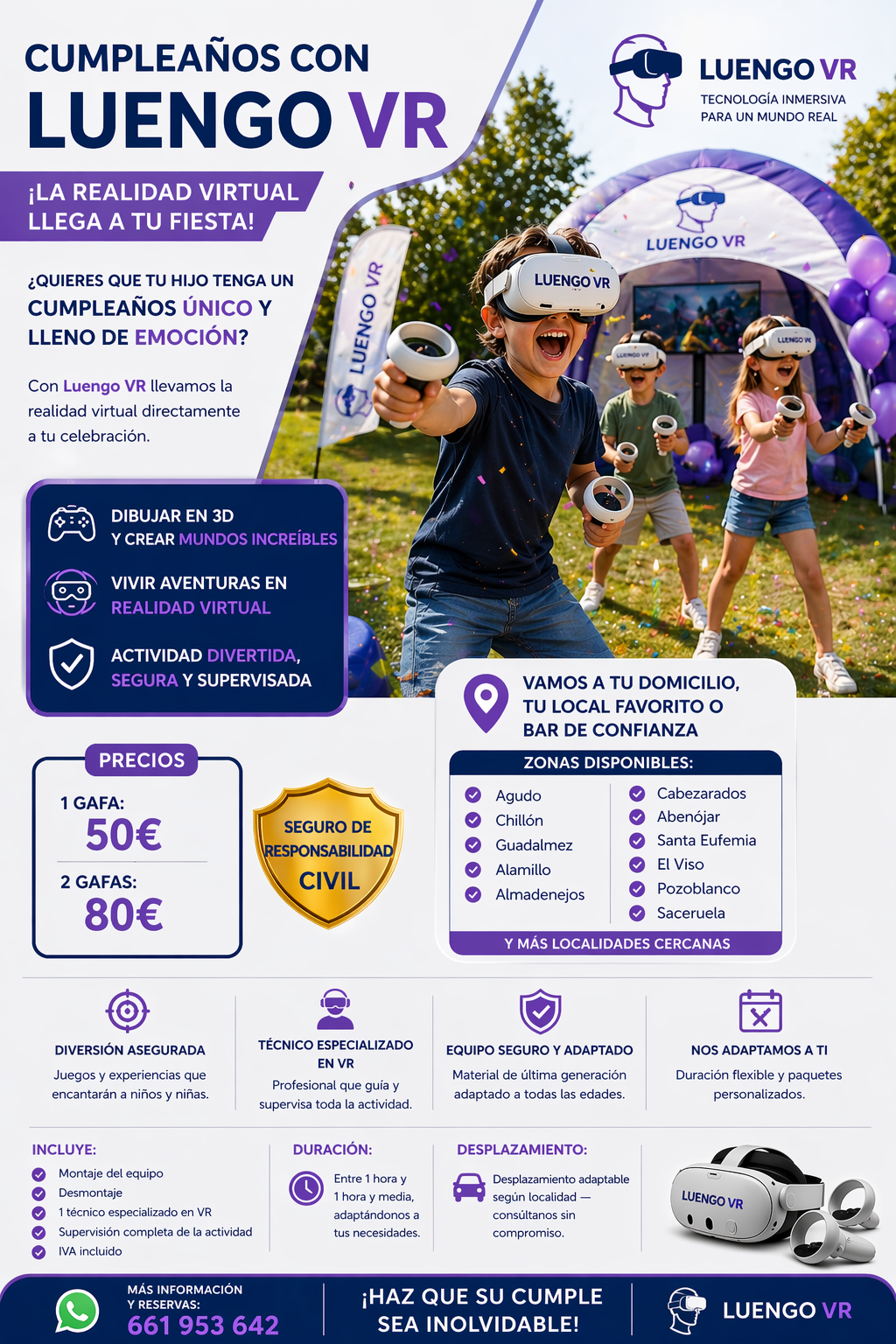 Cumpleaños con Luengo VR, precios, zonas disponibles e información de reserva