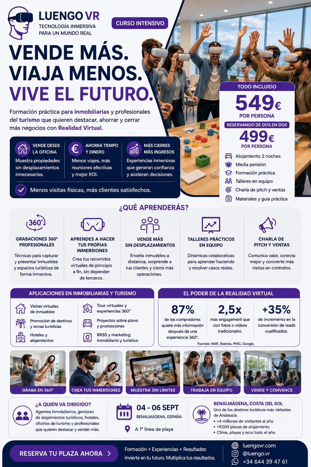 Curso intensivo de realidad virtual para turismo e inmobiliarias