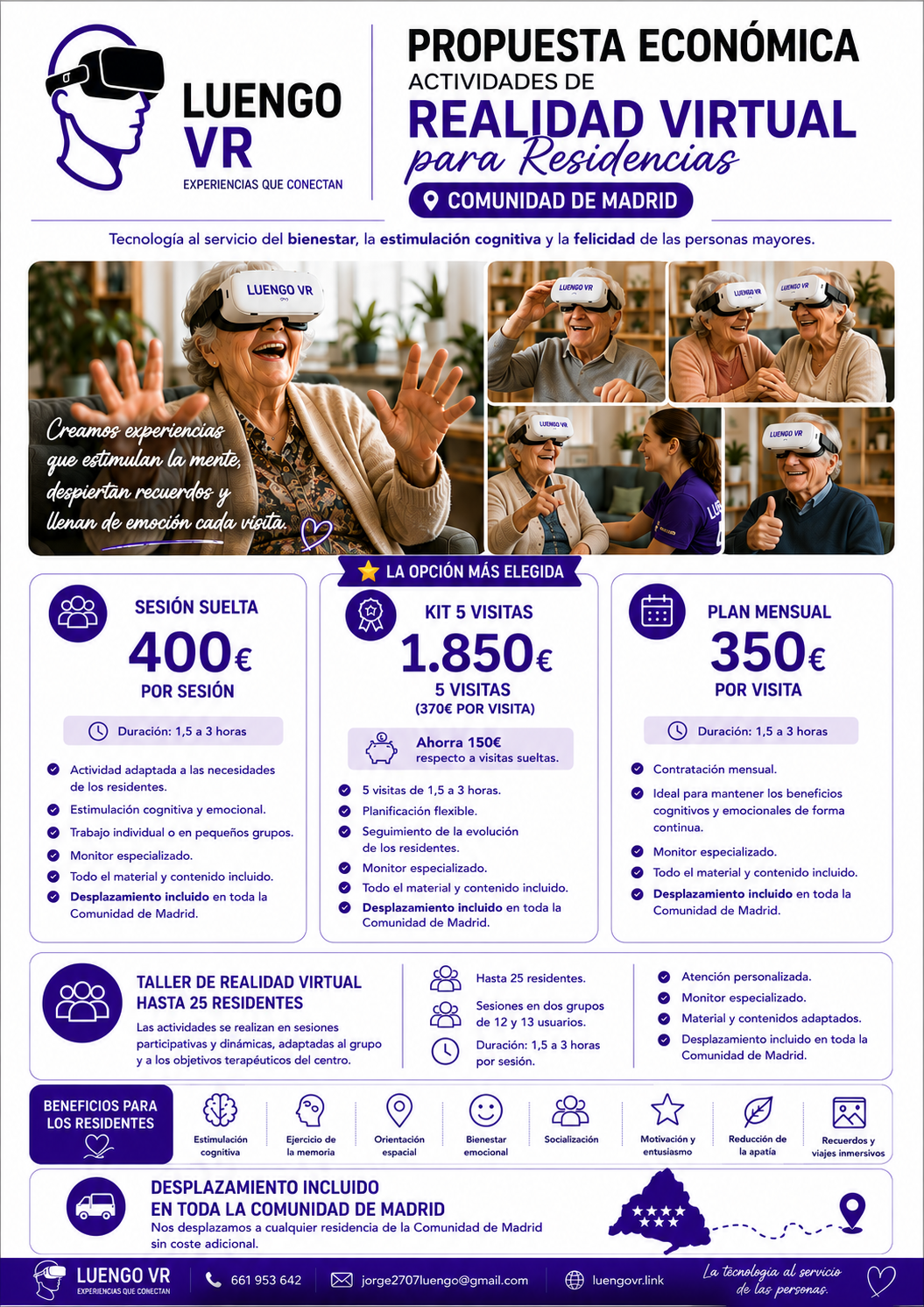 Presupuesto de realidad virtual para residencias en la Comunidad de Madrid